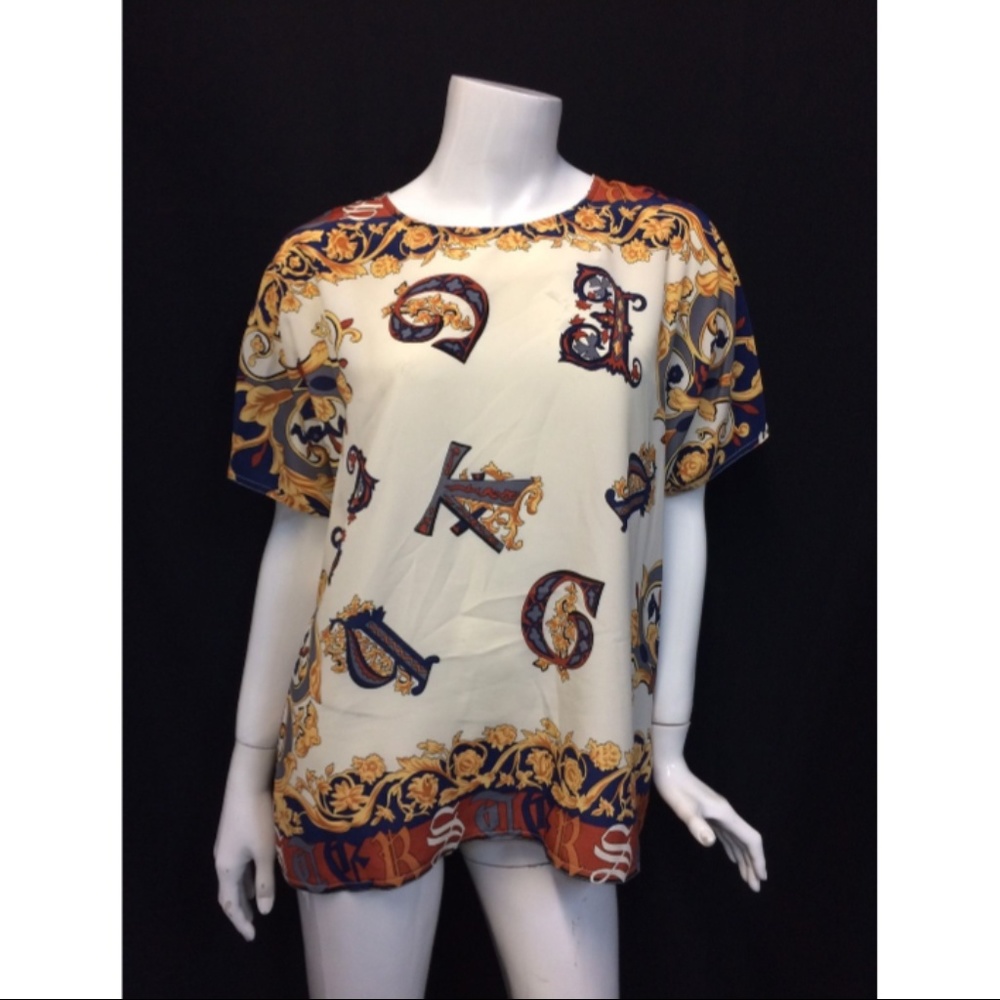 VTG Vintage Three Flaggs Blouse Short Sleeve Large